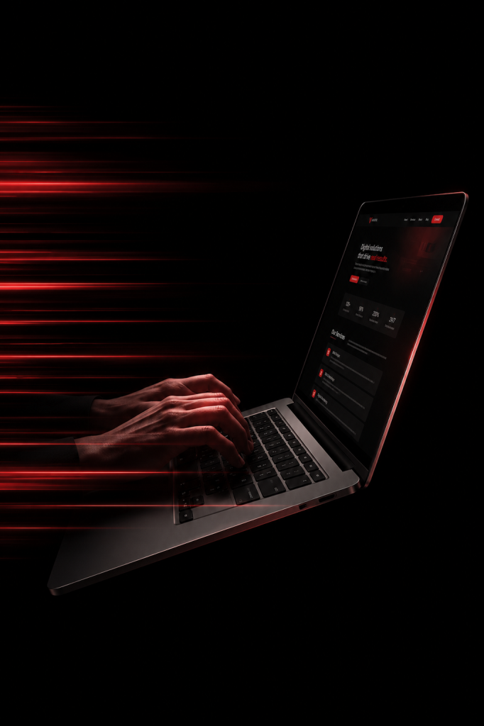 Professional web design and digital marketing solutions displayed on a modern laptop
